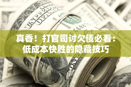 济南真香！打官司讨欠债必看：低成本快胜的隐藏技巧